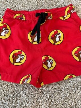 Buc-ee’s 2T Swim Trunks | Red Beaver Print | Adorable Summer Shorts